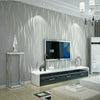Modern 3D Crescent Wave Stripes Embossed Non-woven Flocking Wallpaper Grey 10M