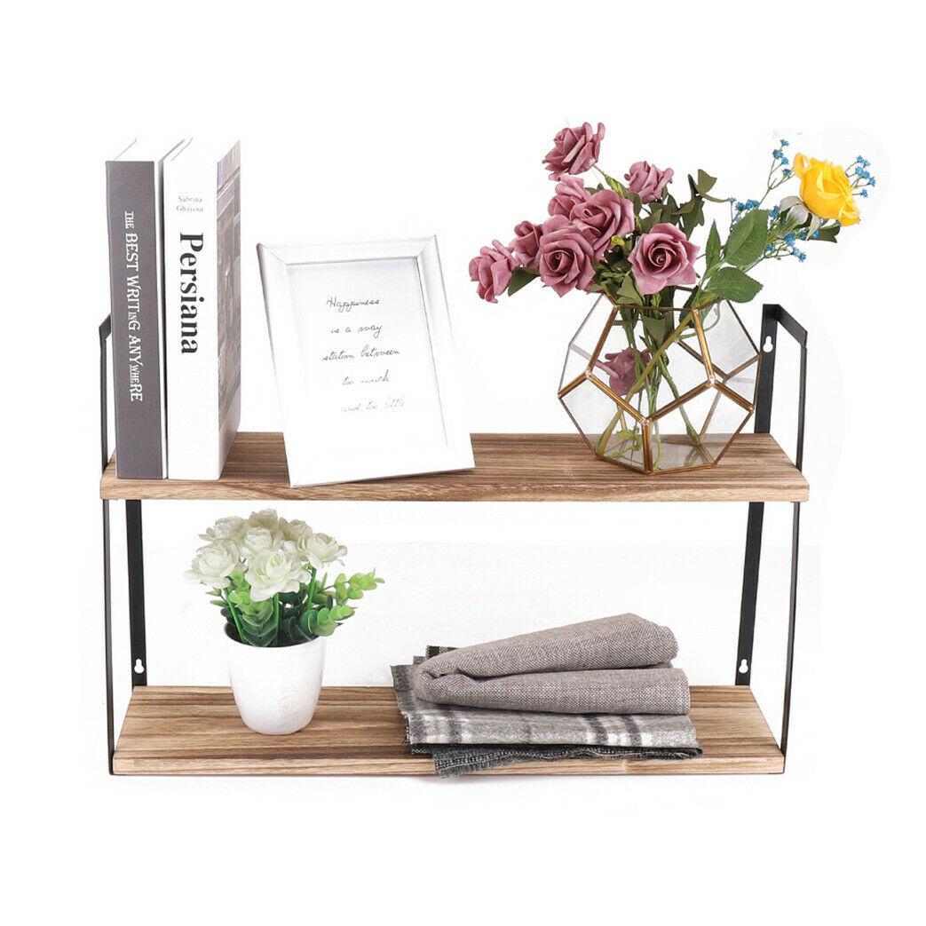 Durable Rustic Pine Wood Wall Floating Shelves Shelf for Kitchen Bedroom Storage