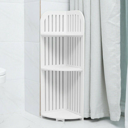 Bathroom Corner Shelf 3 Tier Shelving Rack Unit White Display Stand Home Storage
