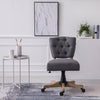 Home Office Swivel Computer Desk Chair Linen Fabric Padded Seat With Wooden Base