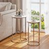 2 Pc White/Black Marble Nested Table Coffee Sofa Beside Side Table Nightstand UK