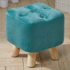 Luxury Padded Wooden Footstool Ottoman Square/Round Pouffe Stool Wood 4 Legs UK