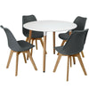 2 x Charles Jacobs Dining Chairs Beech Wood Legs Tulip Design Furniture Set of