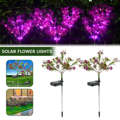 2x11 LED Solar Power Rose Flower Stake Lights Outdoor Garden Path Luminous Lamps