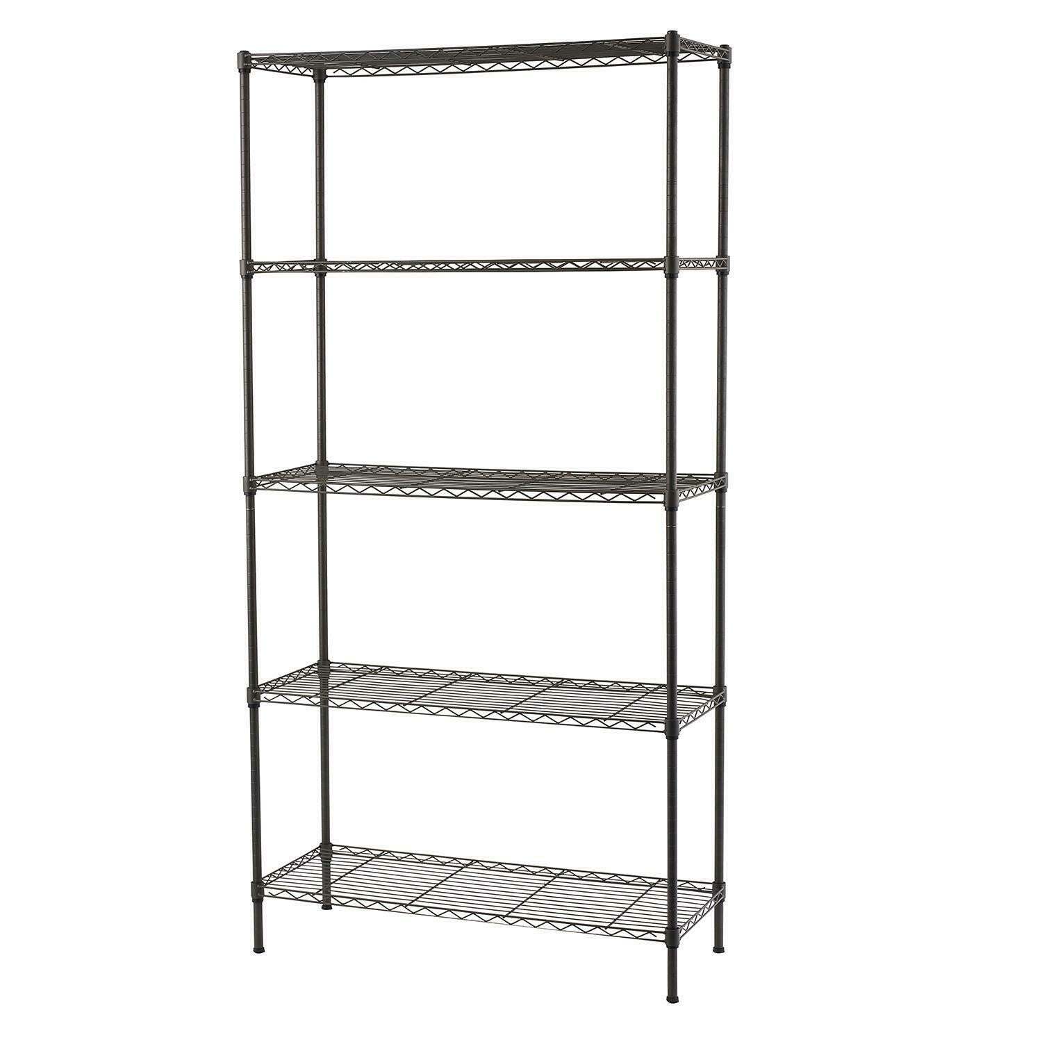 5 Tier Wire Shelving Metal Wire Shelf Kitchen Flatware Storage Display Rack Grey