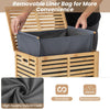 80 L Bamboo Laundry Hamper Clothes Laundry Basket Organizer W/ Lid & Handles