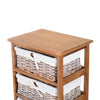 Wicker 5 Drawers Units Wooden Storage Cabinet Basket Natural