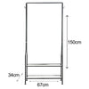 Clothes Rail With Shoe Rack Storage Shelf Hooks Feet Metal Clothes Rack Black