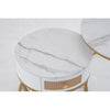 Round Nesting Coffee Table Set Modern Nesting Side End Table w/ Rattan Drawer HT