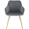 1x Kitchen Dining Chair Lounge Living Room Corner Chair with Velvet Steel Legs