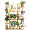 Bamboo 9 Tier 17 Potted Plant Stand Rack Plant Saucers Flower Store Exhibition