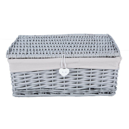 Grey Painted Lid Wicker Storage Collection Christmas Gift Hamper Wicker Basket