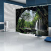 4Pcs/Set Waterfall Bathroom Shower Curtain Bath Toilet Mat Cover Carpet Rug UK