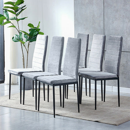 Set of 6 Grey Velvet Dining Chairs Side Chairs Home Office Study Lounge Chairs
