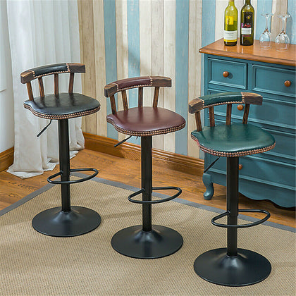 2X Bar Stool Leather PU Swivel Gas Lift Foot Rest Chair Kitchen Breakfast Seat