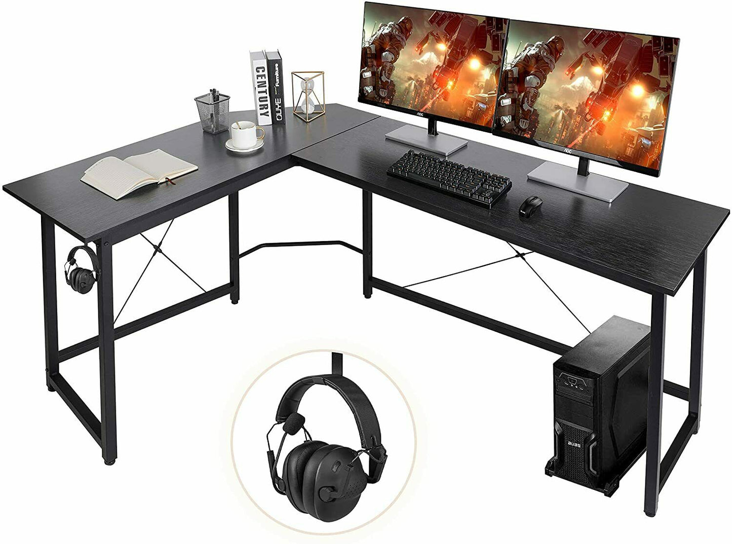 Large L Shape Computer Desk Laptop PC Study Table Home Office Workstation Gaming