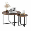 2x Round Industrial Coffee Table Nesting Tea Side Sofa Table with Metal Stand