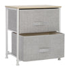 2 Drawer Fabric Bedside Table Chest of Drawers Cabinet Nightstand Storage Unit