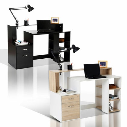 Computer Desk PC Table Wooden Workstation Executive Home Office Furniture Shelf