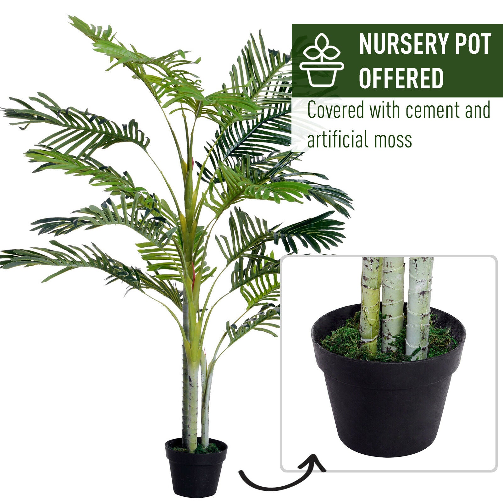 150cm(5ft) Artificial Palm Tree Indoor Decor Tropical Green Plant Home Office