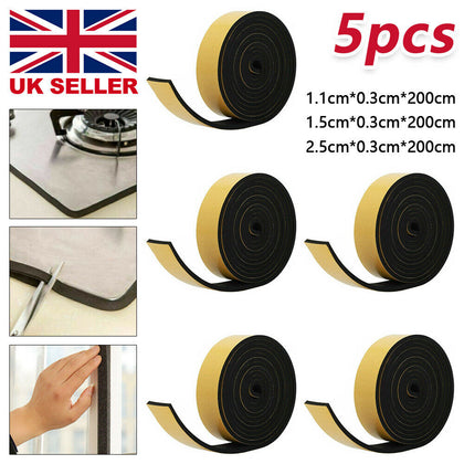 5pcs Extra Thick Rubber Foam Weather Strip Draught Excluder Seal 2M