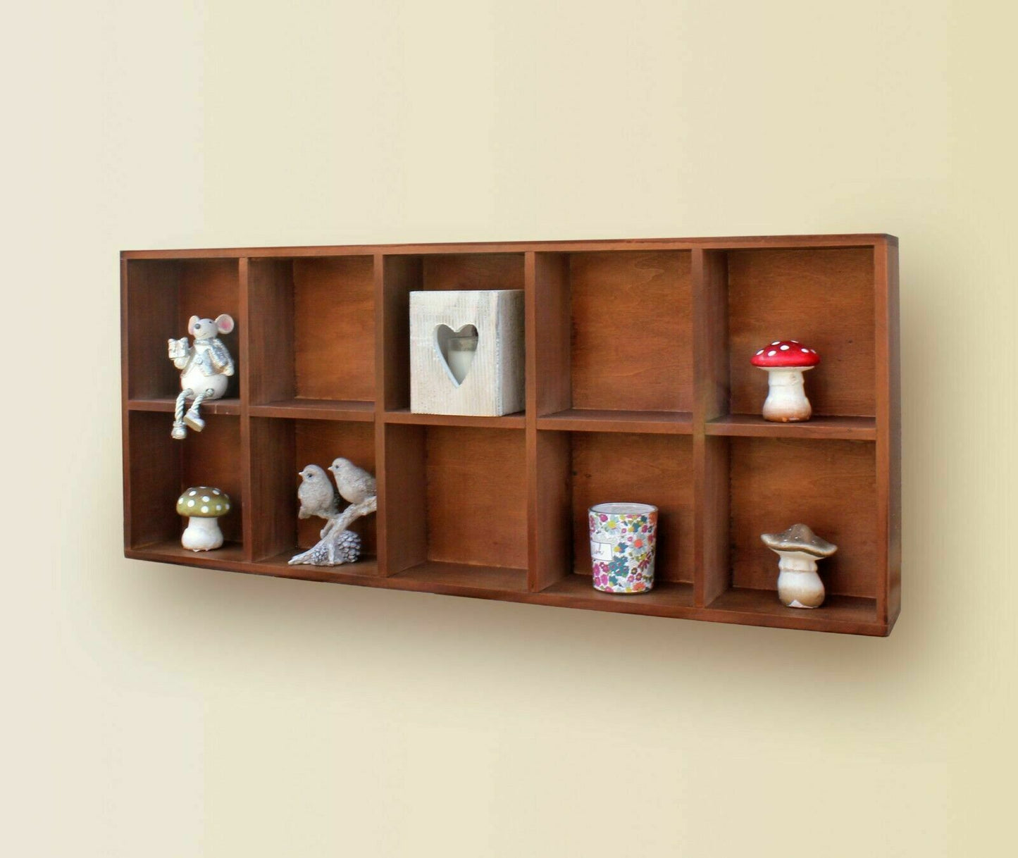 Rustic Wooden Wall Shelves Storage Compartment Shelving Vintage Cubes Coat Hook
