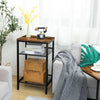 HOOBRO Side Table Industrial Telephone Table End Console Table Rustic Brown