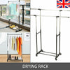 GARMENT RACK SINGLE DOUBLE SILVER BLACK ADJUSTABLE PORTABLE CLOTHES RAIL STAND