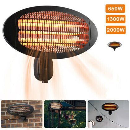 Outdoor Wall Mounted Quartz Electric Garden Patio Heater 2000W 3 Power Settings
