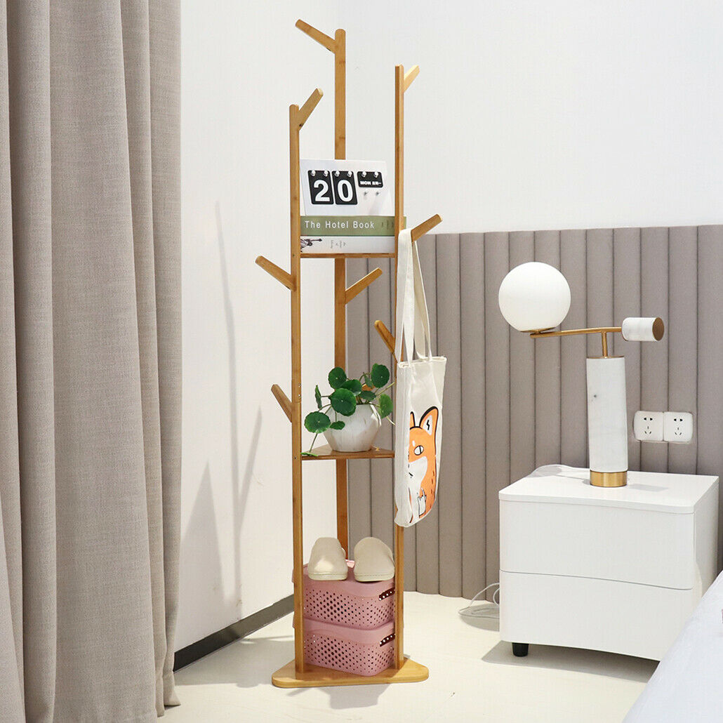 9 Hooks Coat Stand Bags Jacket Hallway Studio Tree Rack Clothes Hanger Organizer
