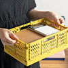 UK Durable Folding Plastic Storage Crate Stackable Kitchen Warehouse Storage Box