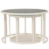 Round Nesting Coffee Tables Set of 2 Glass Top Side End Tables with Metal Frame
