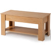 WOODEN COFFEE TABLE WITH LIFT UP TOP STORAGE AND SHELF LIVING ROOM FURNITURE OAK