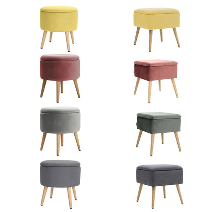 Linen/Velvet Dressing Table Stool Storage Footstool Ottoman Footrest Makeup