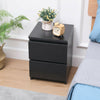 Modern Black Bedside Table Cabinet w/2 Drawers Nightstand Storage Furniture