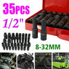 35X 1/2" Deep Reach Impact Sockets Set Metric Drive Garage Workshop Tool 8-32mm