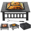 32'' Outdoor Garden BBQ Fire Pit Large Firepit Brazier Square Stove Patio Heater