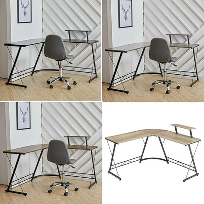 Computer Desk L-Shaped Corner Large PC Laptop Study Table Gaming Home Office