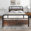 Double Size Bed Frame Platform Metal Slats Support Bed W/ Industrial Headboard