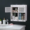 Modern Bathroom Shelf Cabinet Storage Two Doors Two Tiers Wall Home