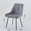 Set of 1/2 Dining Chairs Velvet Chair Padded Seat Metal Legs Home Kitchen Grey