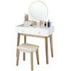 Modern Makeup Table Set Vanity Dressing Table W/ Stool LED Mirror & 4 Drawers