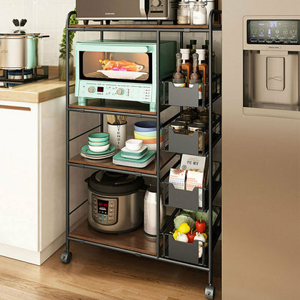 Kitchen Cart Shelving Microwave Oven Fruit Storage Rack Stand Shelf Organiser