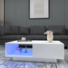 White High Gloss LED Modern Coffee Table Wooden Drawer Storage Living Room