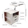 Wooden Extendable Lift Top Bedside Table Rolling Nightstand With Storage Drawers