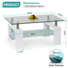 Glass Coffee Table With Storage Modern Living Room Furniture Tea Coffee Table