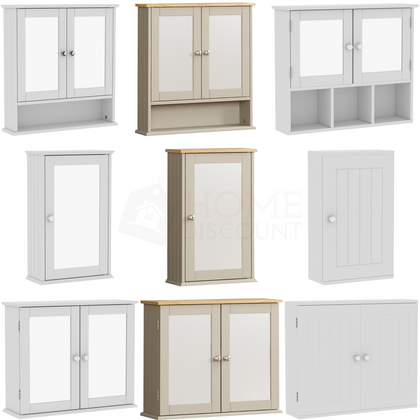 Priano Cabinet Wall Mounted Single Double Door White Vanity Cupboard Storage