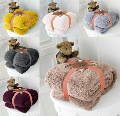 Teddy Bear Top Fleece Cuddly Throw Soft Warm Large Sofa Bed Blanket King Double
