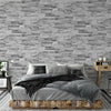 Slate Grey Realistic Stone Brick Wall Effect Textured Wallpaper Wall Faux
