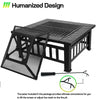 Fire Pit BBQ Grill Heater Square Table Patio Backyard Metal Black φ81cm Outdoor